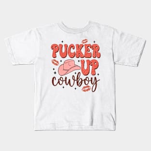 Pucker Up Cowboy T Shirt Valentine T shirt For Women Kids T-Shirt